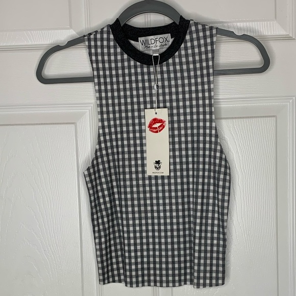 NWT Wildfox Oxford Plaid Halter Crop Top - Picture 6 of 6
